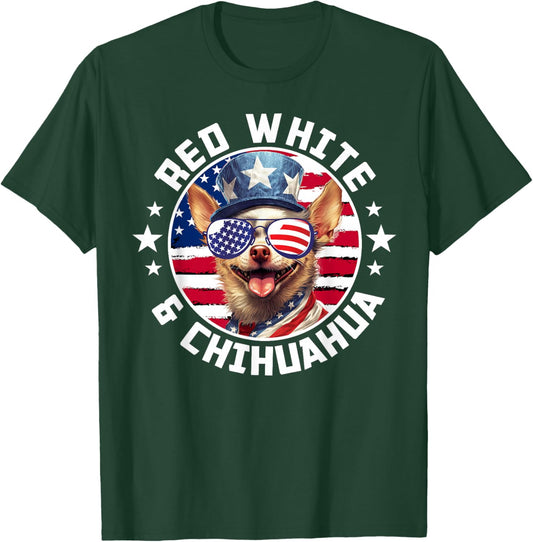 4th Of July Dog Funny Patriotic Red, White & Chihuahua Dog T-Shirt - T-Shirt | Forest