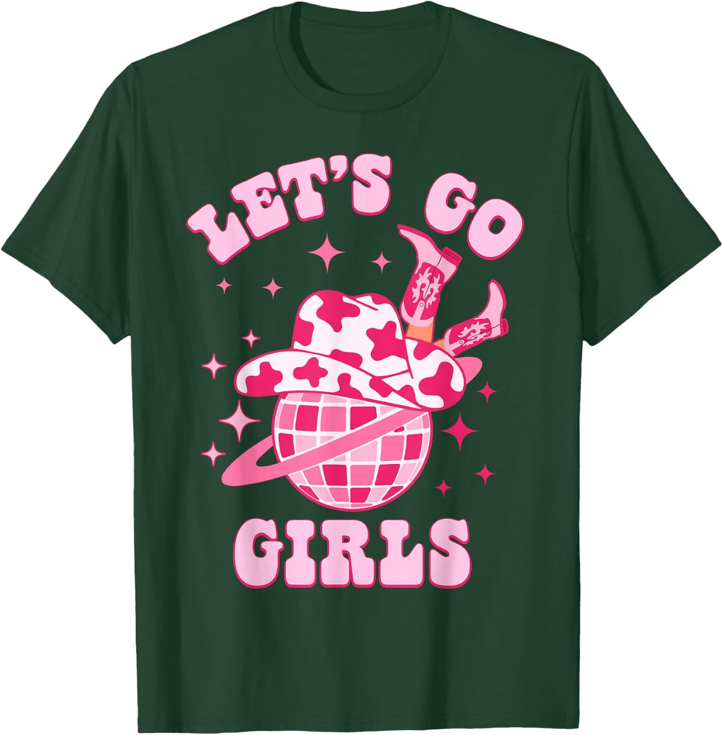Let's Go Girls Western Cowgirl Groovy Bachelorette Party T-Shirt - T-Shirt | Forest