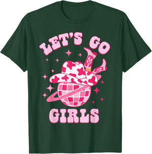 Let's Go Girls Western Cowgirl Groovy Bachelorette Party T-Shirt - T-Shirt | Forest