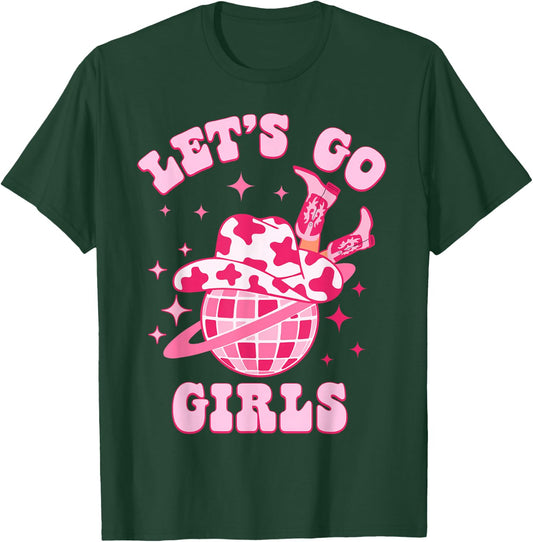 Let's Go Girls Western Cowgirl Groovy Bachelorette Party T-Shirt - T-Shirt | Forest