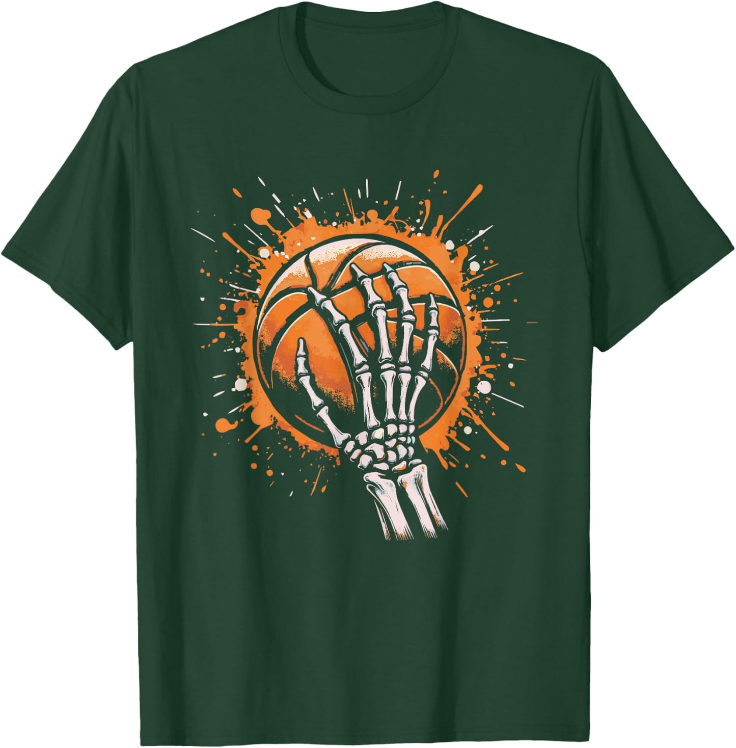 Skeleton Hand Holding Basketball Art T-Shirt - T-Shirt | Forest