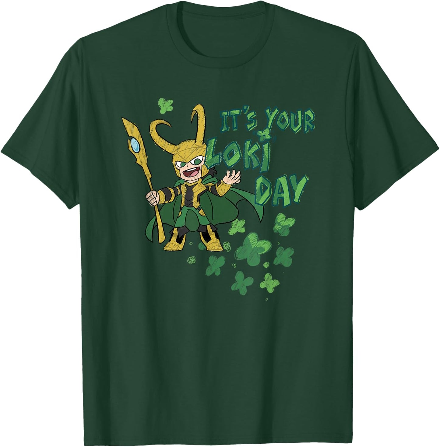 Marvel It's Your Loki Day 4-Leaf Clovers St. Patrick's Day T-Shirt - T-Shirt | Forest