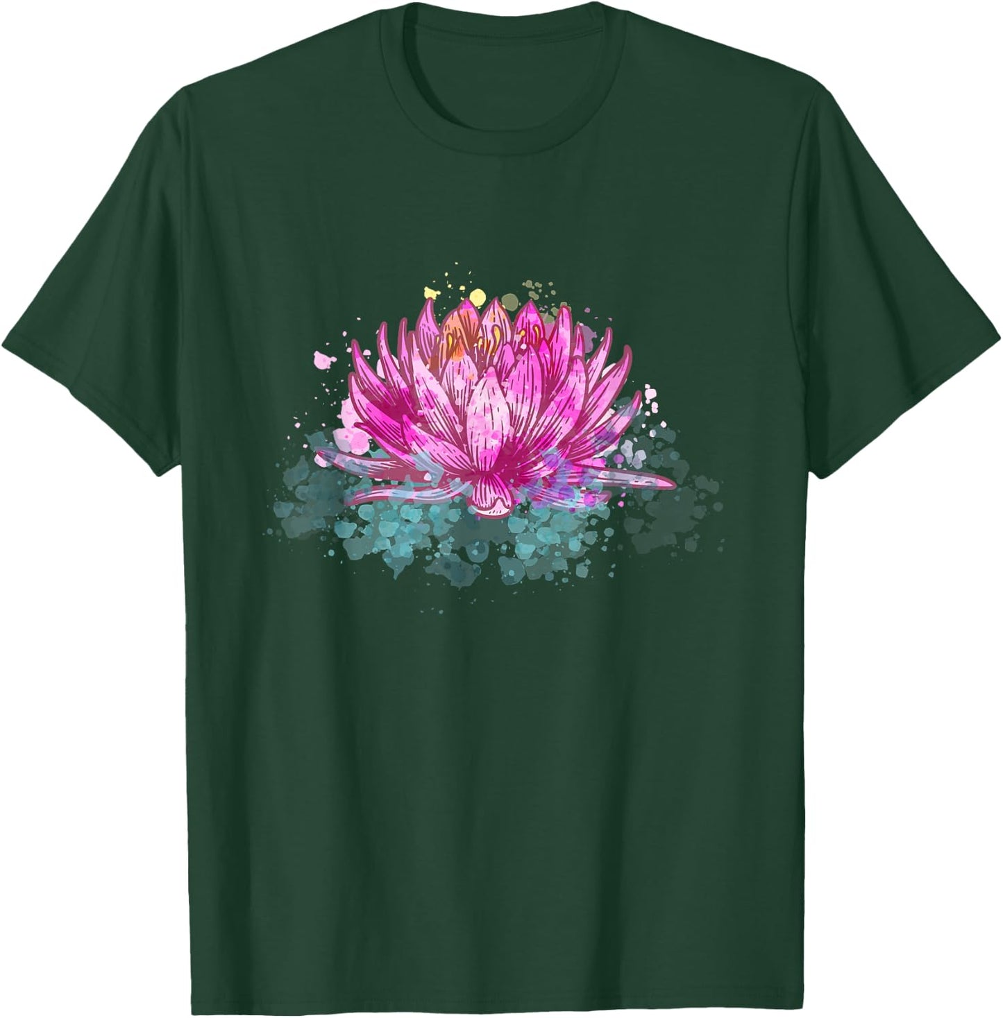 Lotus Flower Namaste Spiritual Yoga Floral Meditation Yogi T-Shirt - T-Shirt | Forest