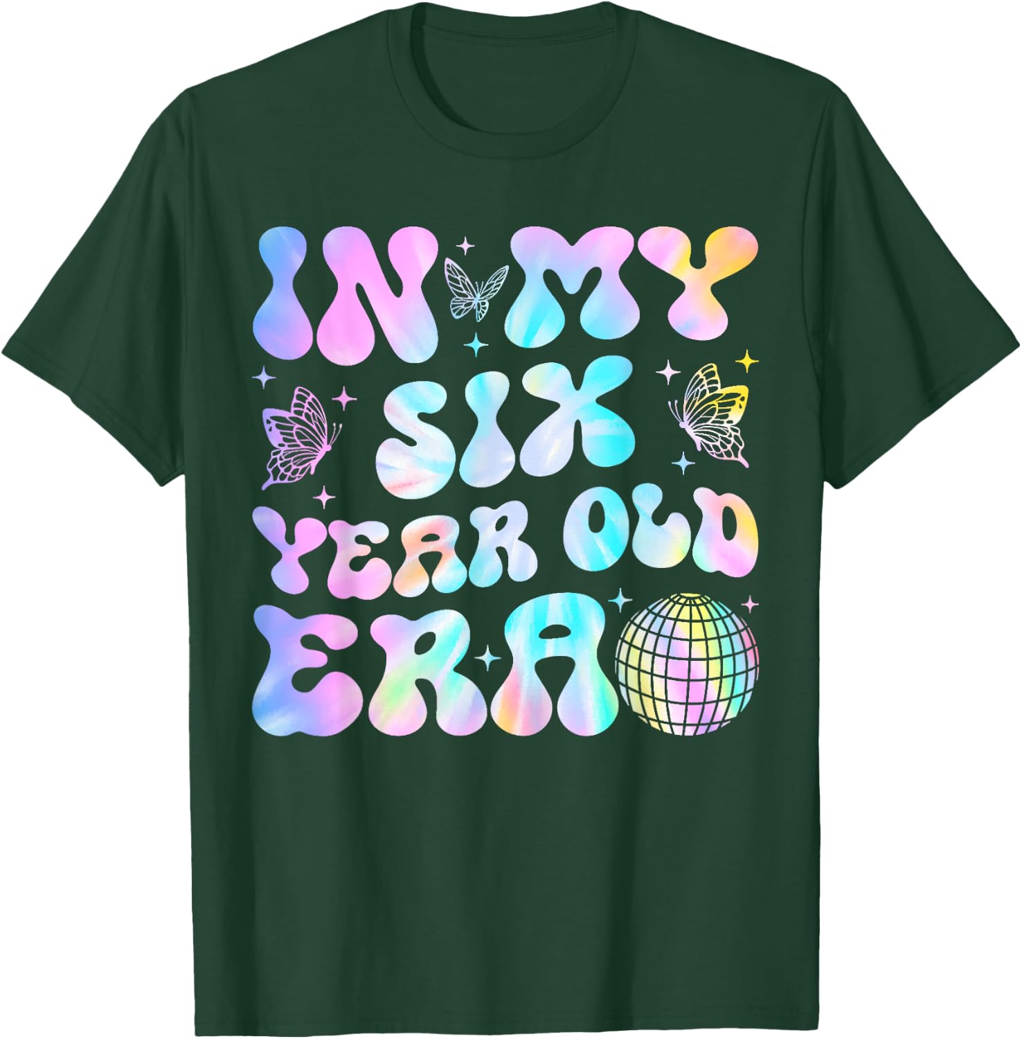 Groovy In My Six Year Old Era Girl 6th Birthday 6 Yrs Old T-Shirt - T-Shirt | Forest