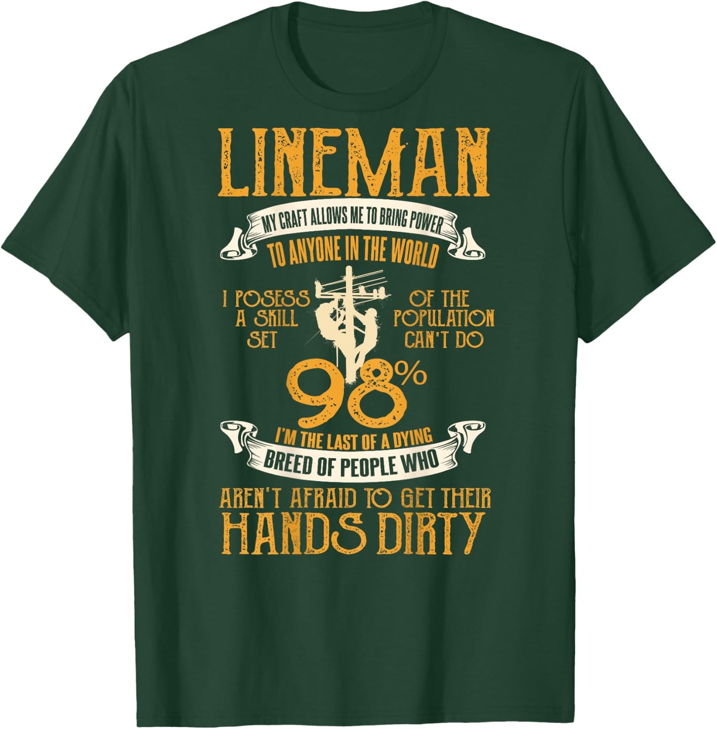 Lineman Gifts Line Worker Image On Back Of Shirt T-Shirt - T-Shirt | Forest