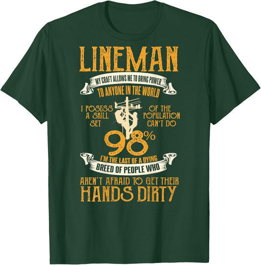 Lineman Gifts Line Worker Image On Back Of Shirt T-Shirt - T-Shirt | Forest