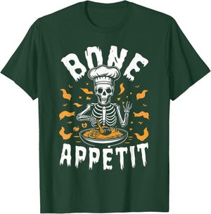 Bone Appetit Skeleton Chef Halloween Shirt Cooking Cute Cook T-Shirt - T-Shirt | Forest