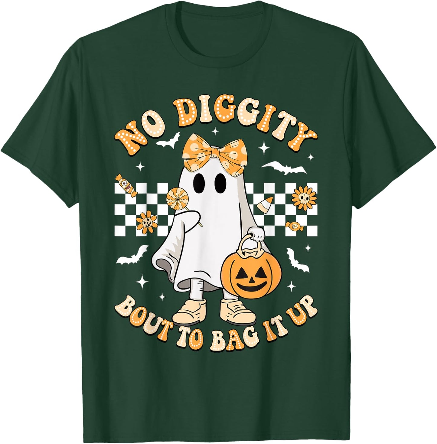 Halloween Ghost No Diggity Bout To Bag It Up Girls Kids T-Shirt - T-Shirt | Forest