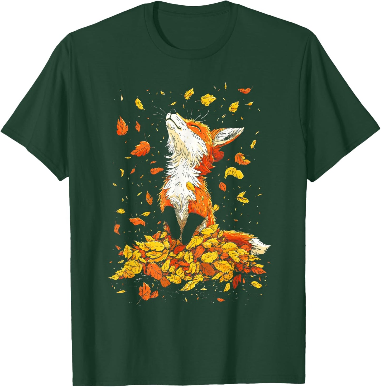 Cute Fox Fall Woodland Forest Autumn Leaves T-Shirt - T-Shirt | Forest