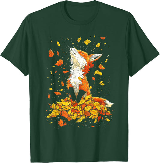 Cute Fox Fall Woodland Forest Autumn Leaves T-Shirt - T-Shirt | Forest