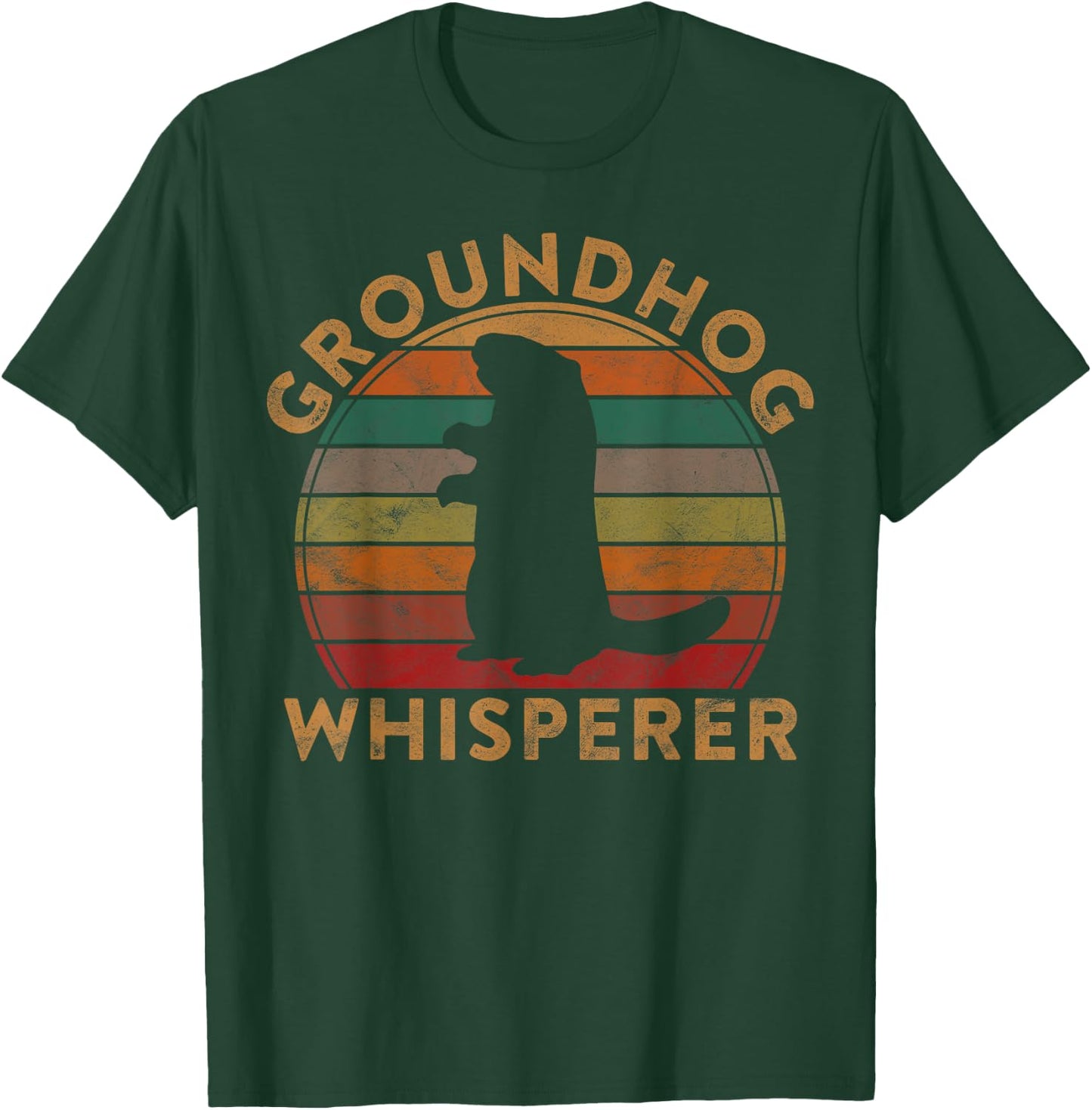 Vintage Groundhog Whisperer Silhouette Gift Ground Hog Day T-Shirt - T-Shirt | Forest