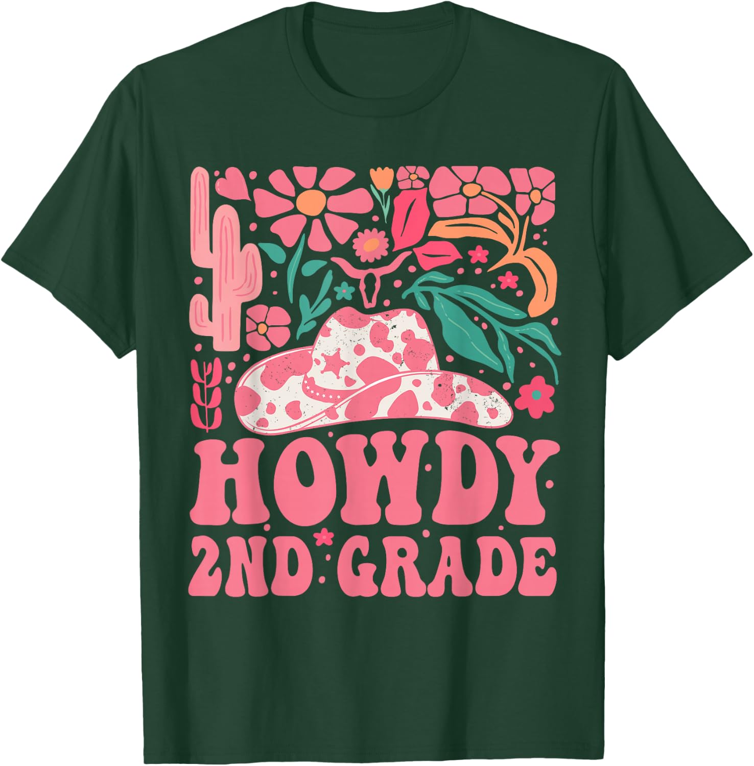 Howdy Second Grade Western Cowgirls 2nd Grade Squad Teacher T-Shirt - T-Shirt | Forest