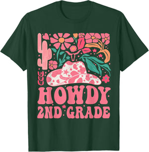 Howdy Second Grade Western Cowgirls 2nd Grade Squad Teacher T-Shirt - T-Shirt | Forest