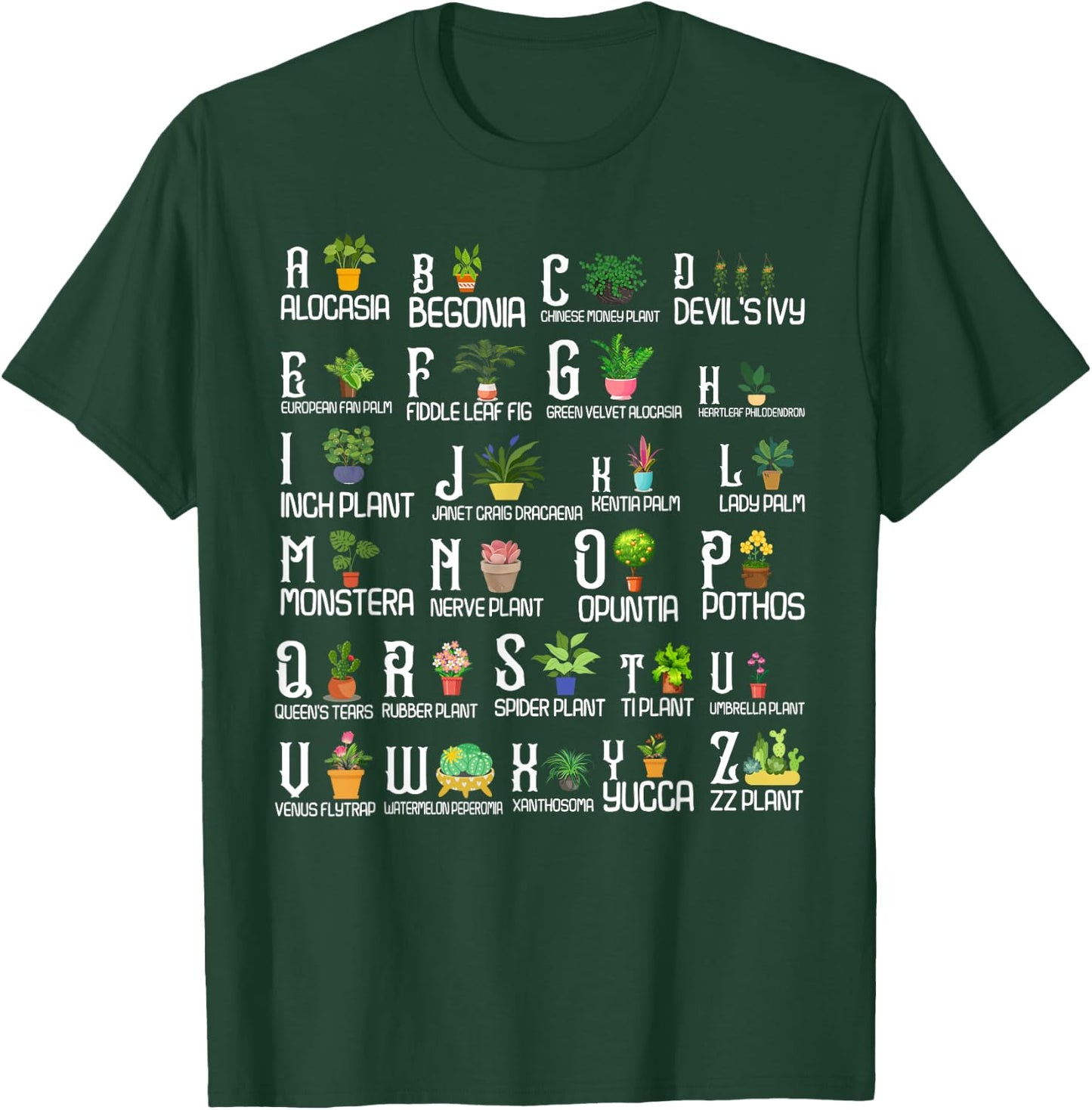 Plant Alphabet ABC Back To School Teacher Educational T-Shirt - T-Shirt | Forest