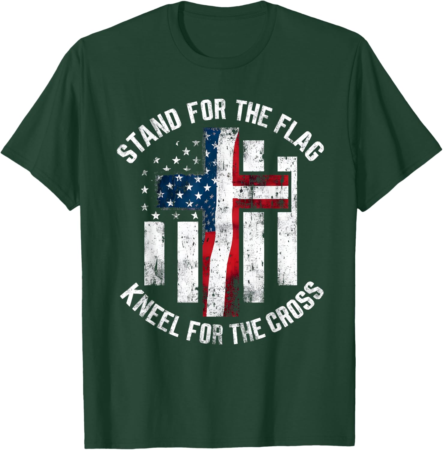 USA Flag Religious Quote 4th of July Christian Faith Men T-Shirt - T-Shirt | Forest