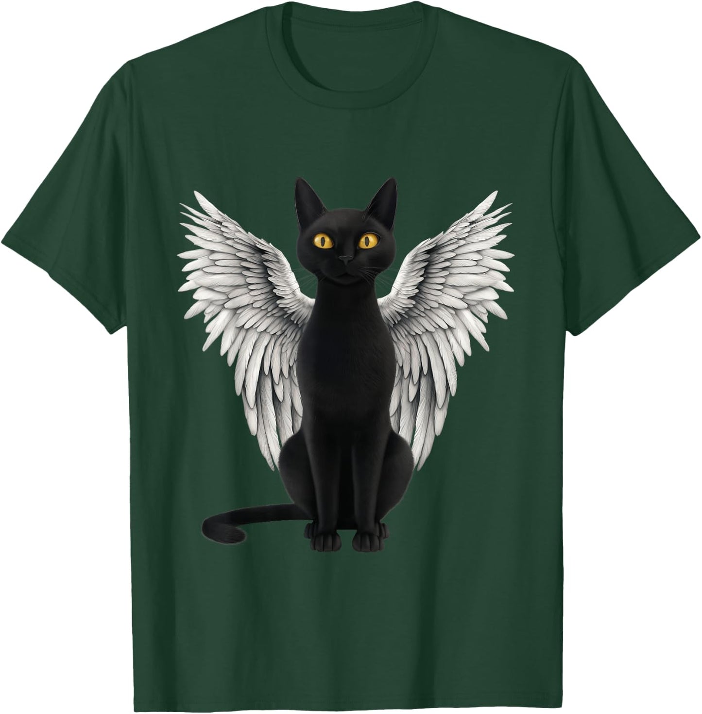 Black Cat Angel Wings T-Shirt - T-Shirt | Forest