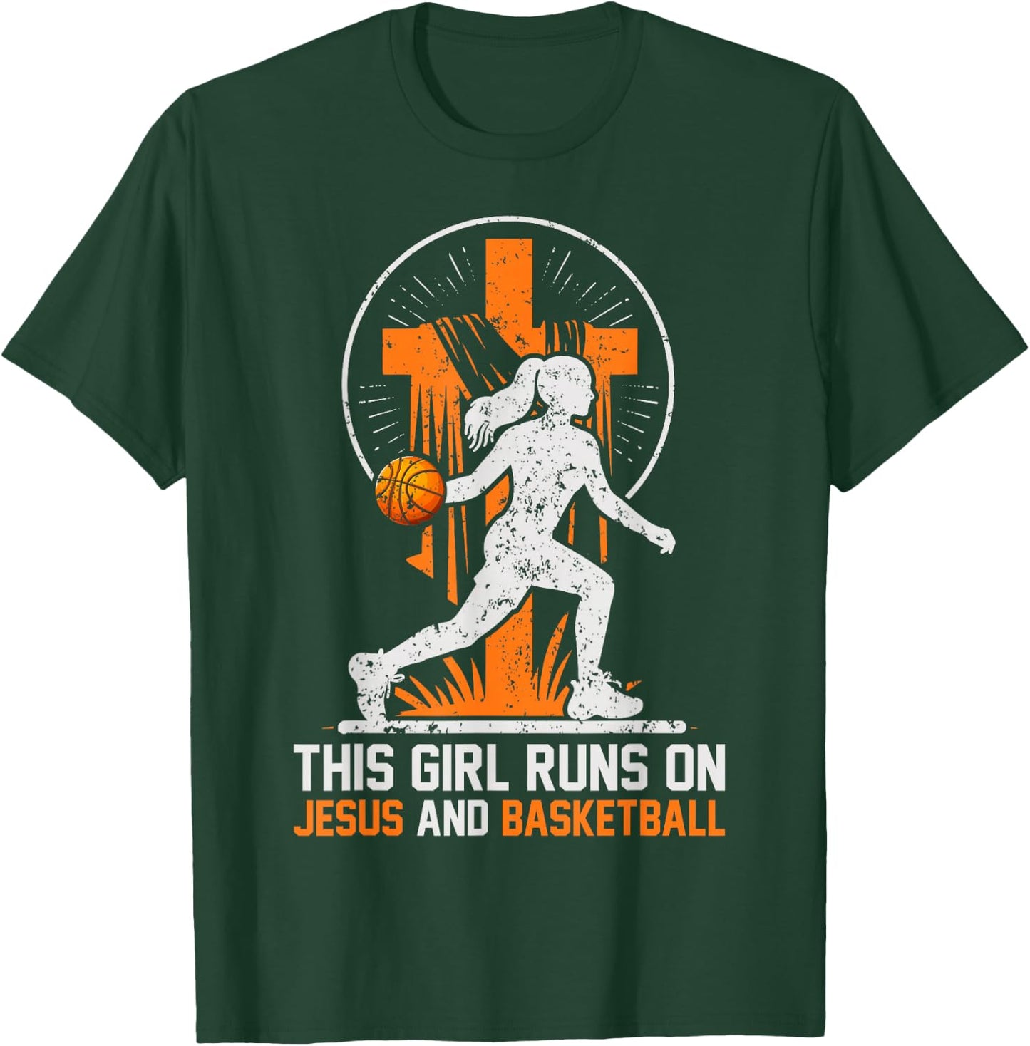 This Girl Runs On Jesus And Basketball T-Shirt - T-Shirt | Forest