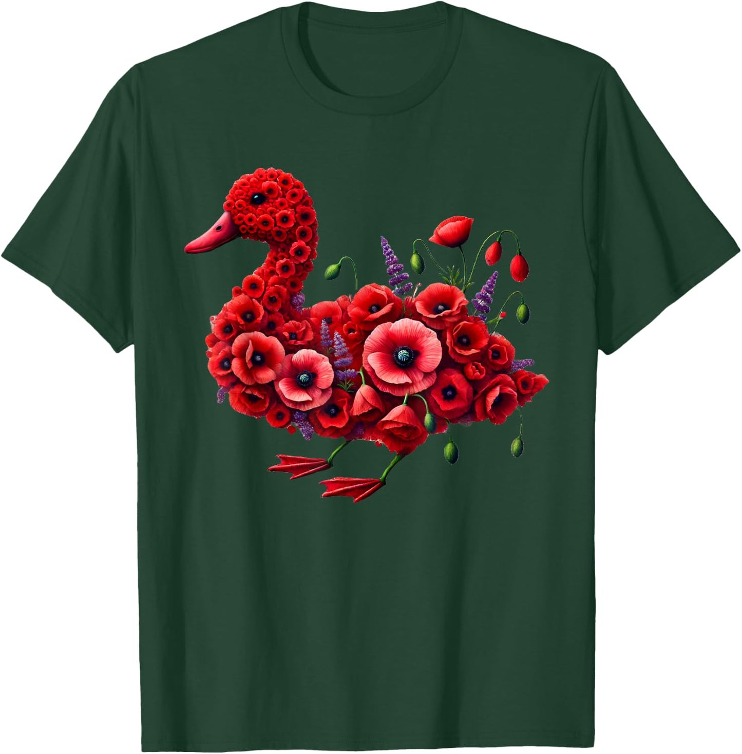 Poppy Duck Flower Gardening Floral T-Shirt - T-Shirt | Forest