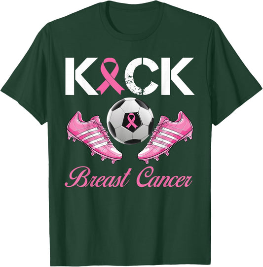 Kick Breast Cancer Soccer Breast Cancer Awareness Pink T-Shirt - T-Shirt | Forest