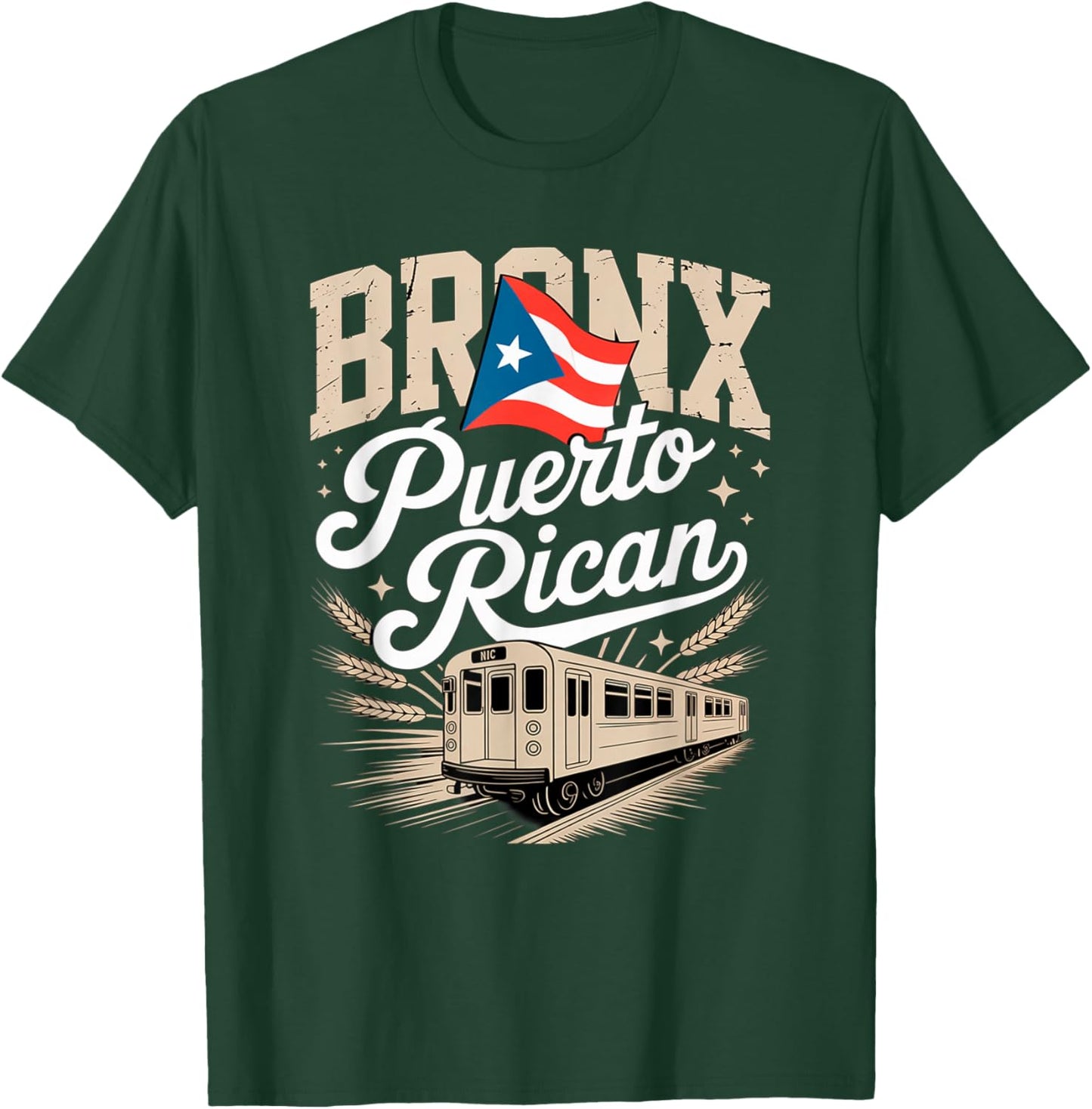 Bronx Puerto Rican Heritage Subway Train Vintage Urban Pride T-Shirt - T-Shirt | Forest