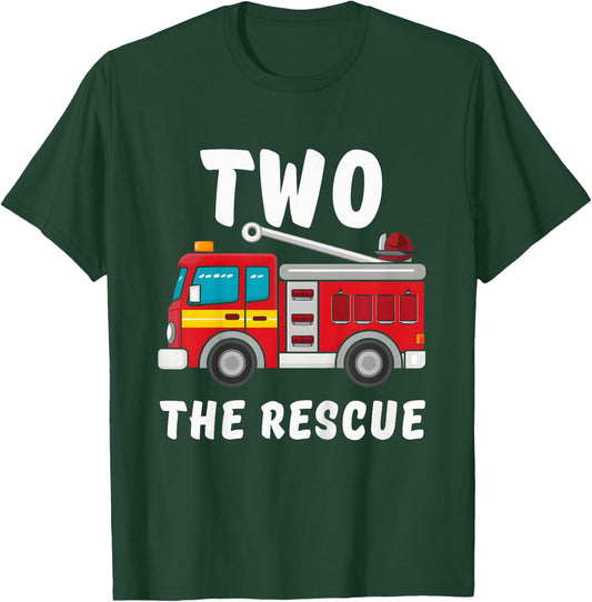 2 The Rescue Fireman 2nd Birthday party T-Shirt - T-Shirt | Forest
