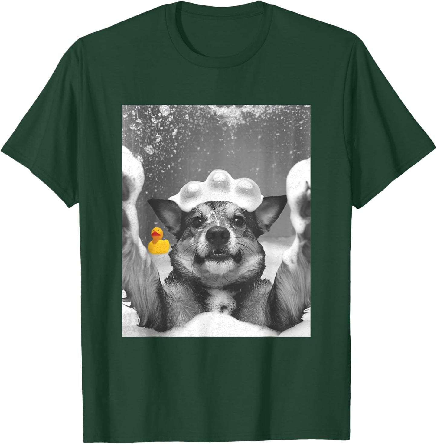 Dog Selfie in Bathtub Women Kids T-Shirt - T-Shirt | Forest