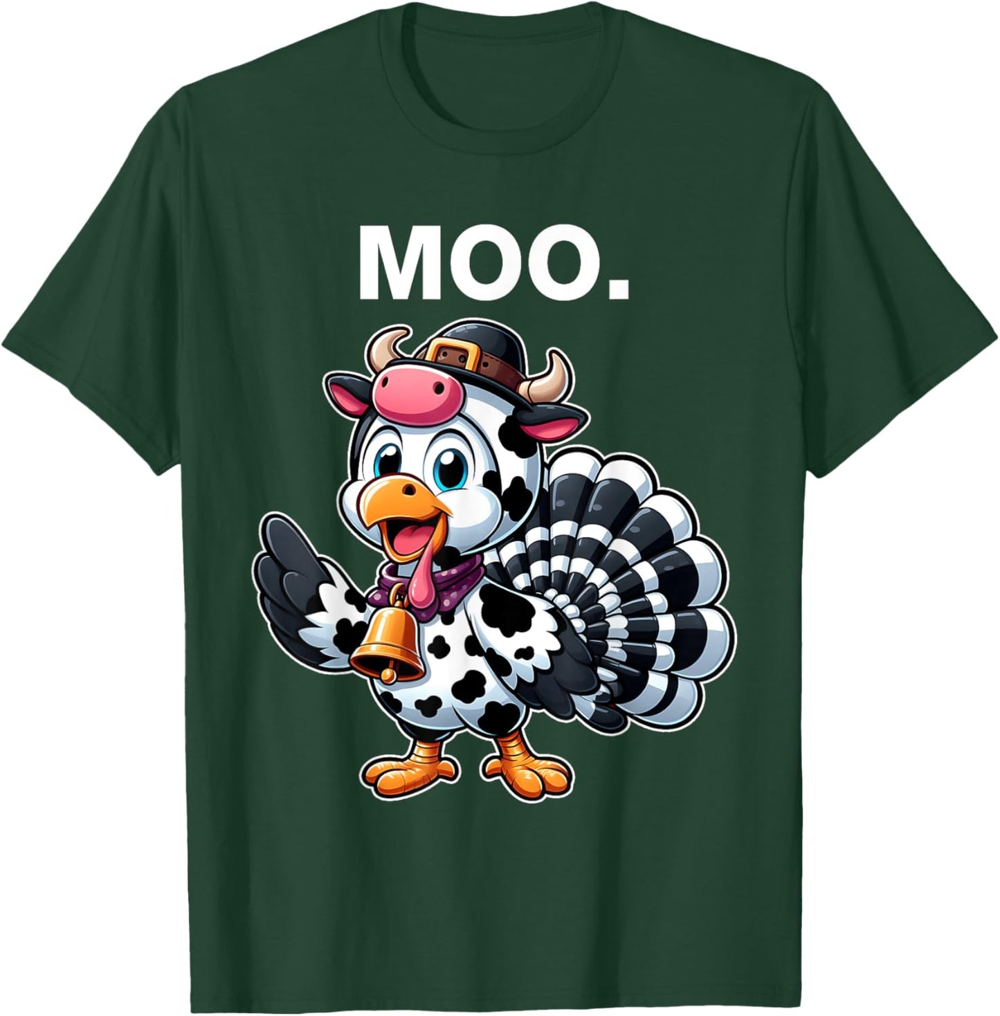 Thanksgiving Funny Turkey Moo in Cow Costume Toddler Kids T-Shirt - T-Shirt | Forest
