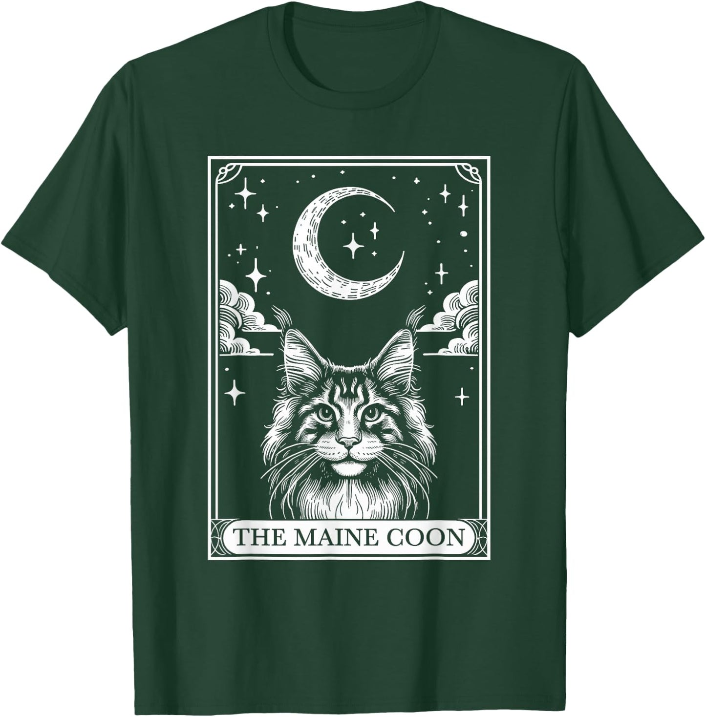Tarot Card Vintage Crescent Moon MaineCoon Cat Mom Cat Lover Women Kids T-Shirt - T-Shirt | Forest