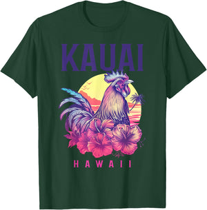 Kauai Hawaii Chicken Hawaiian Hibiscus Flowers Vintage T-Shirt - T-Shirt | Forest