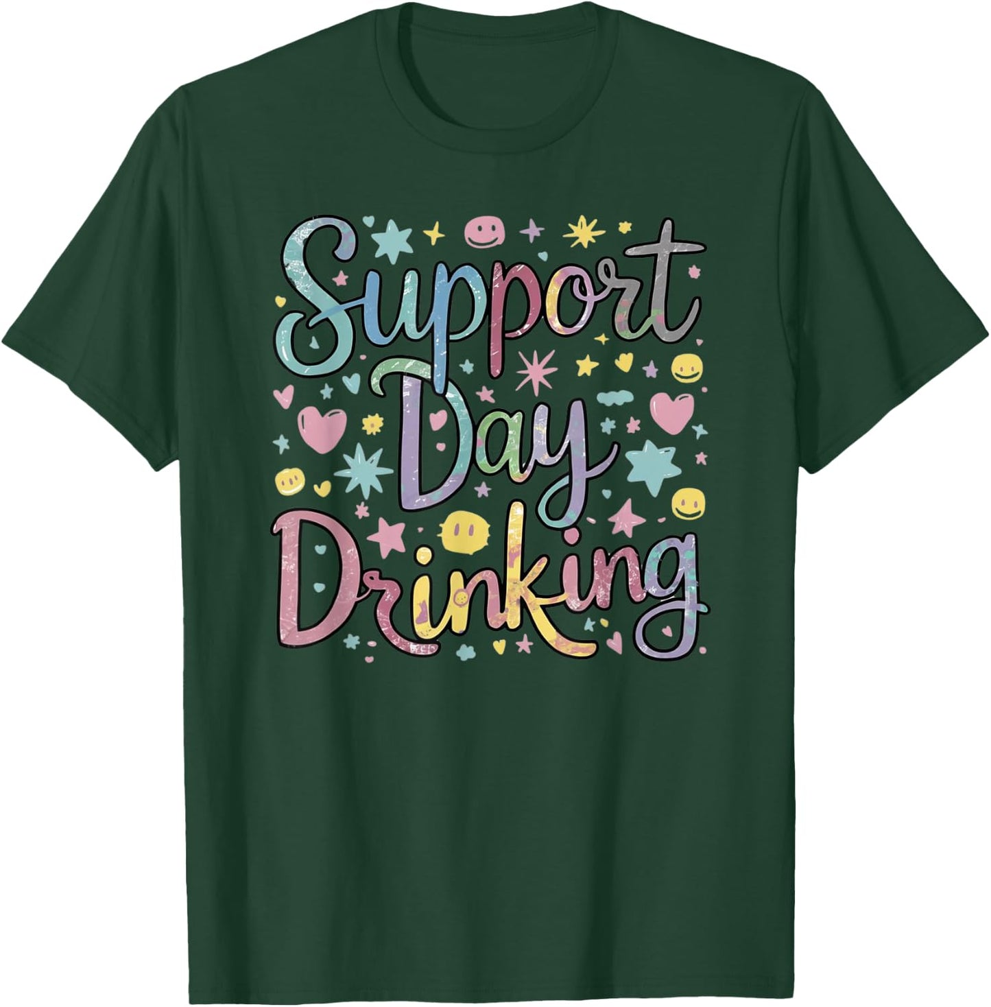 Support Day Drinking Vintage Retro Alcohol Pastel Vacation T-Shirt - T-Shirt | Forest