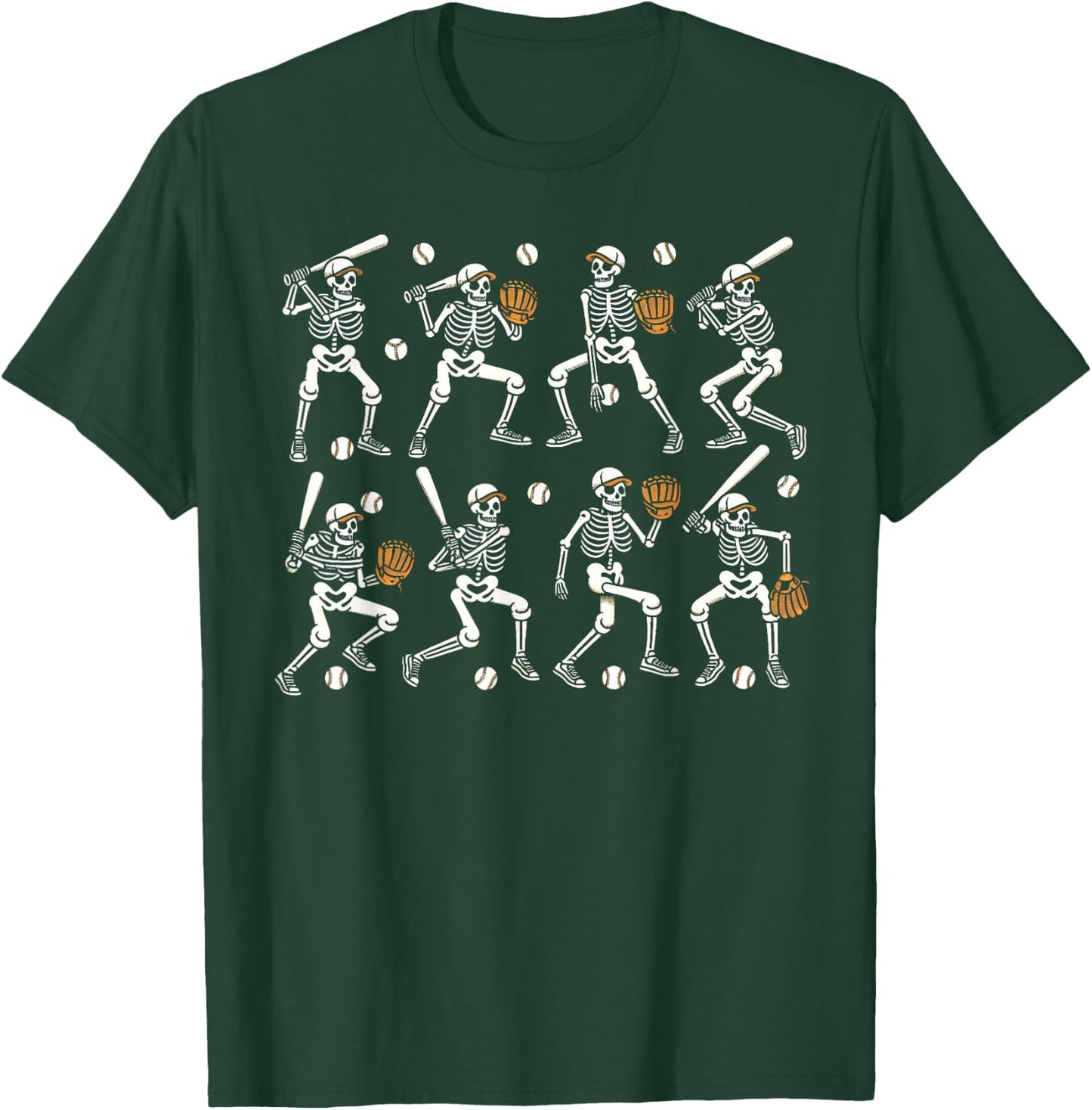 Funny Halloween Baseball Skeletons Play Baseball Boys Kids T-Shirt - T-Shirt | Forest