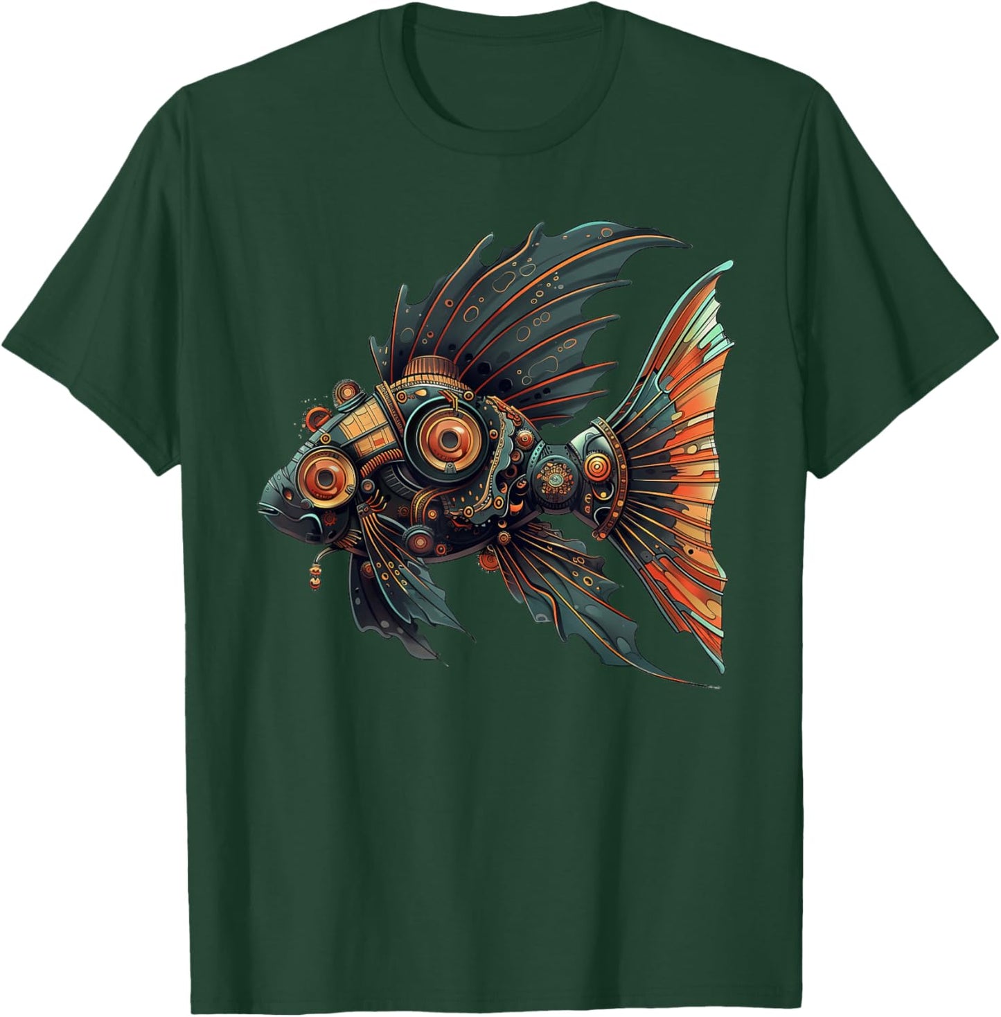 Oscar Fish Steampunk , Small, Black T-Shirt - T-Shirt | Forest