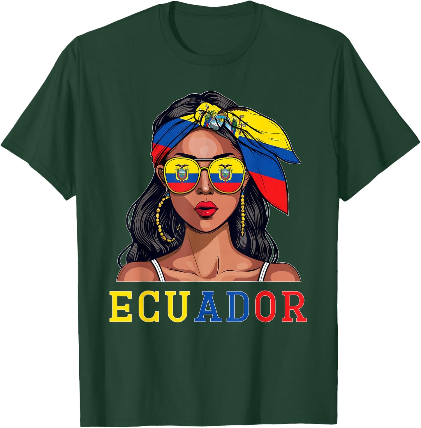 Ecuadorian Souvenirs Products Woman Flag Roots Ecuador T-Shirt - T-Shirt | Forest