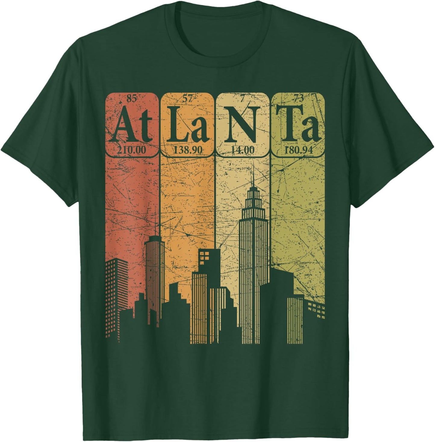 Atlanta Periodic Table Elements Atlanta Skyline Retro T-Shirt - T-Shirt | Forest