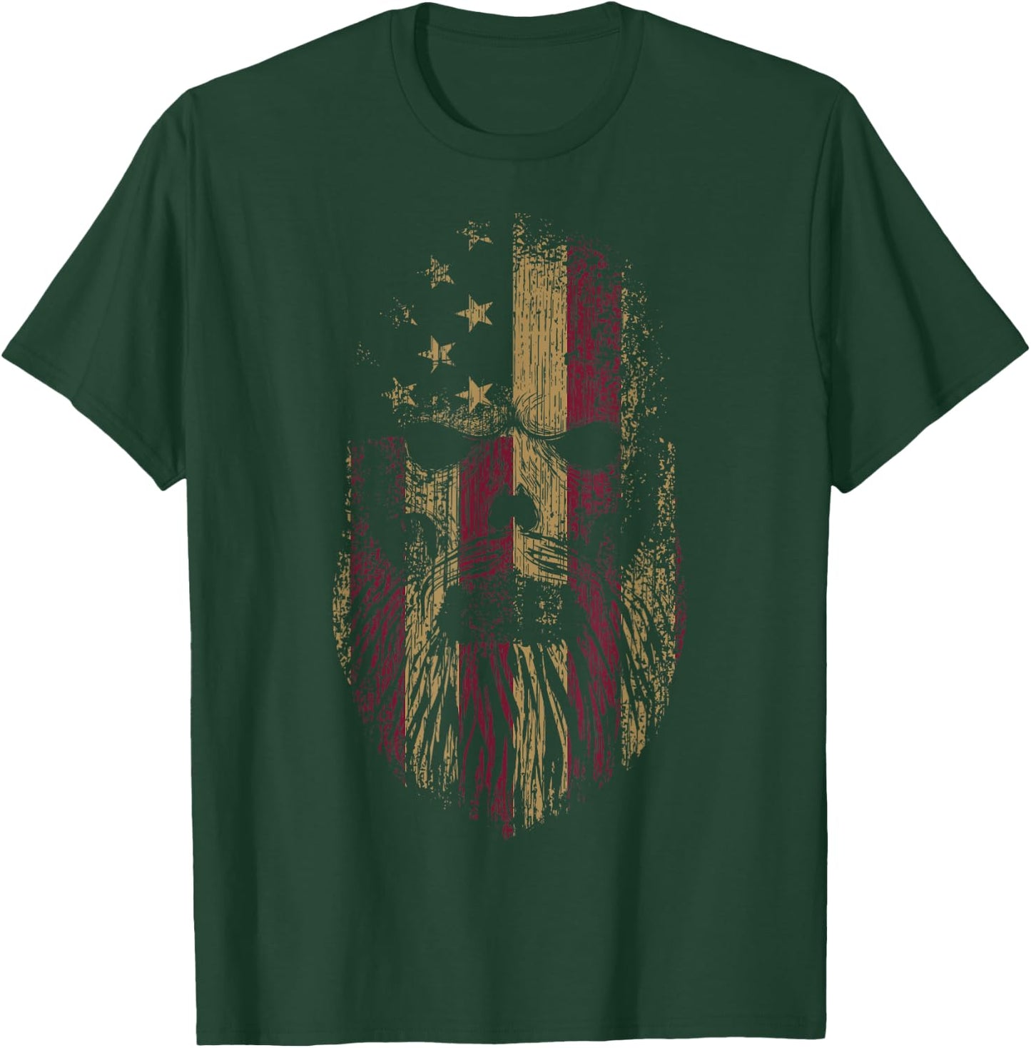 American Beard Skull Cool USA Flag With Punk Skeleton Skull T-Shirt - T-Shirt | Forest