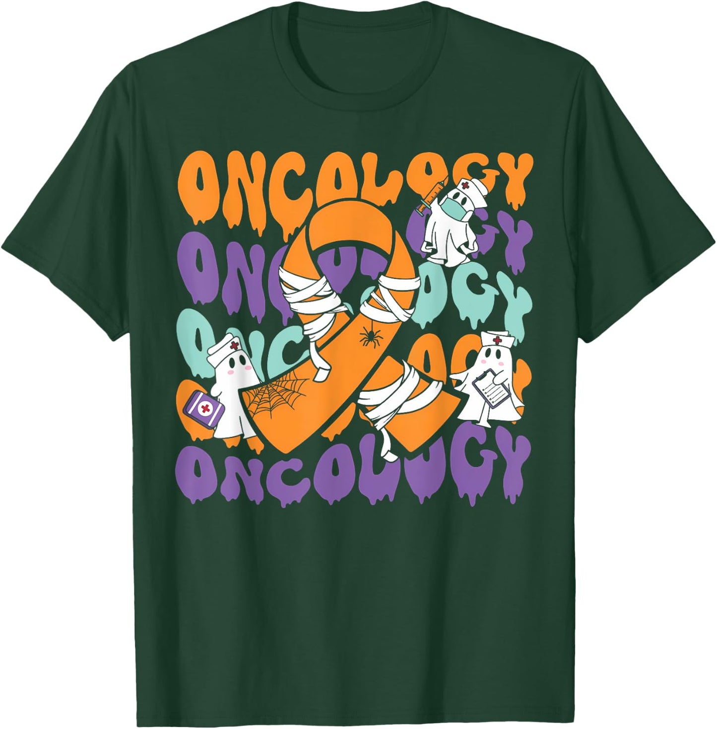Oncology Nurse Halloween Ribbon Heme Onc RN Cancer Awareness T-Shirt - T-Shirt | Forest