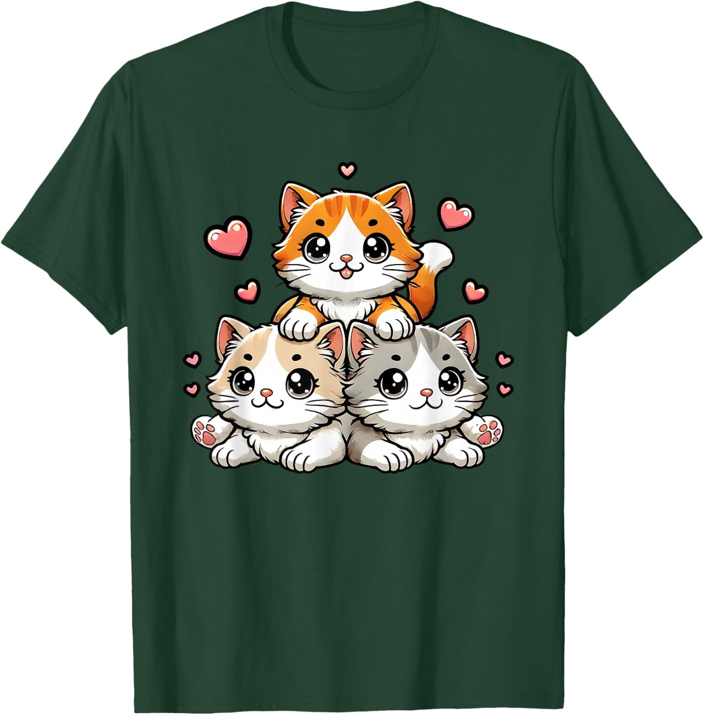 Cute Kawaii Cats Neko Funny Kitten Cat Lover Gift Women Girl T-Shirt - T-Shirt | Forest