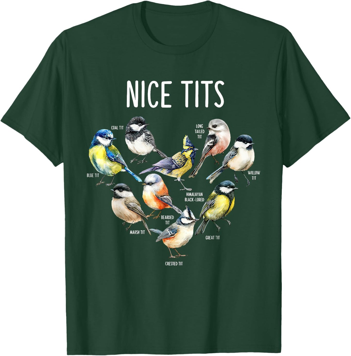 Retro Funny Nice Tits Birds Birdwatcher Bird Watching Humor T-Shirt - T-Shirt | Forest