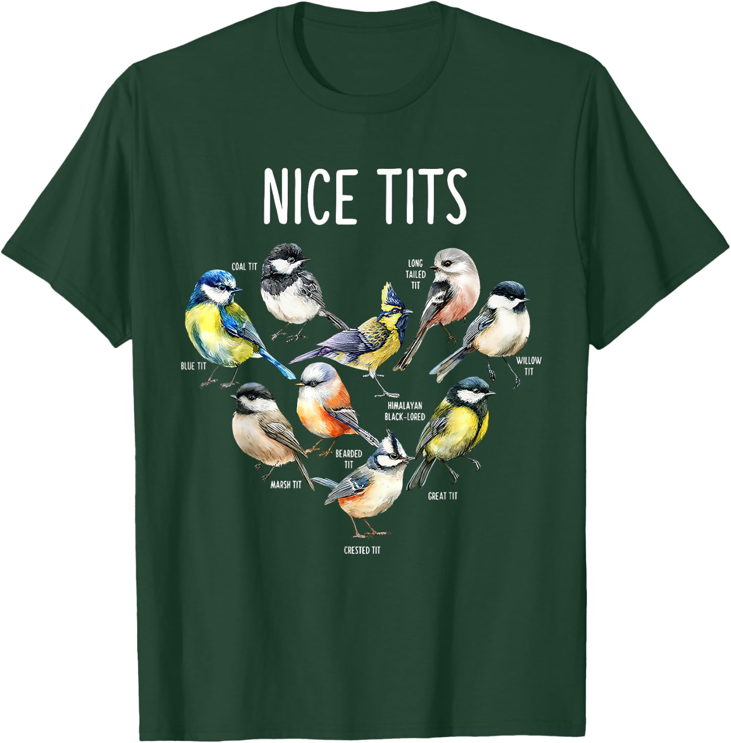Retro Funny Nice Tits Birds Birdwatcher Bird Watching Humor T-Shirt - T-Shirt | Forest