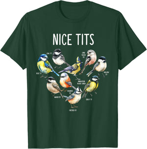 Retro Funny Nice Tits Birds Birdwatcher Bird Watching Humor T-Shirt - T-Shirt | Forest