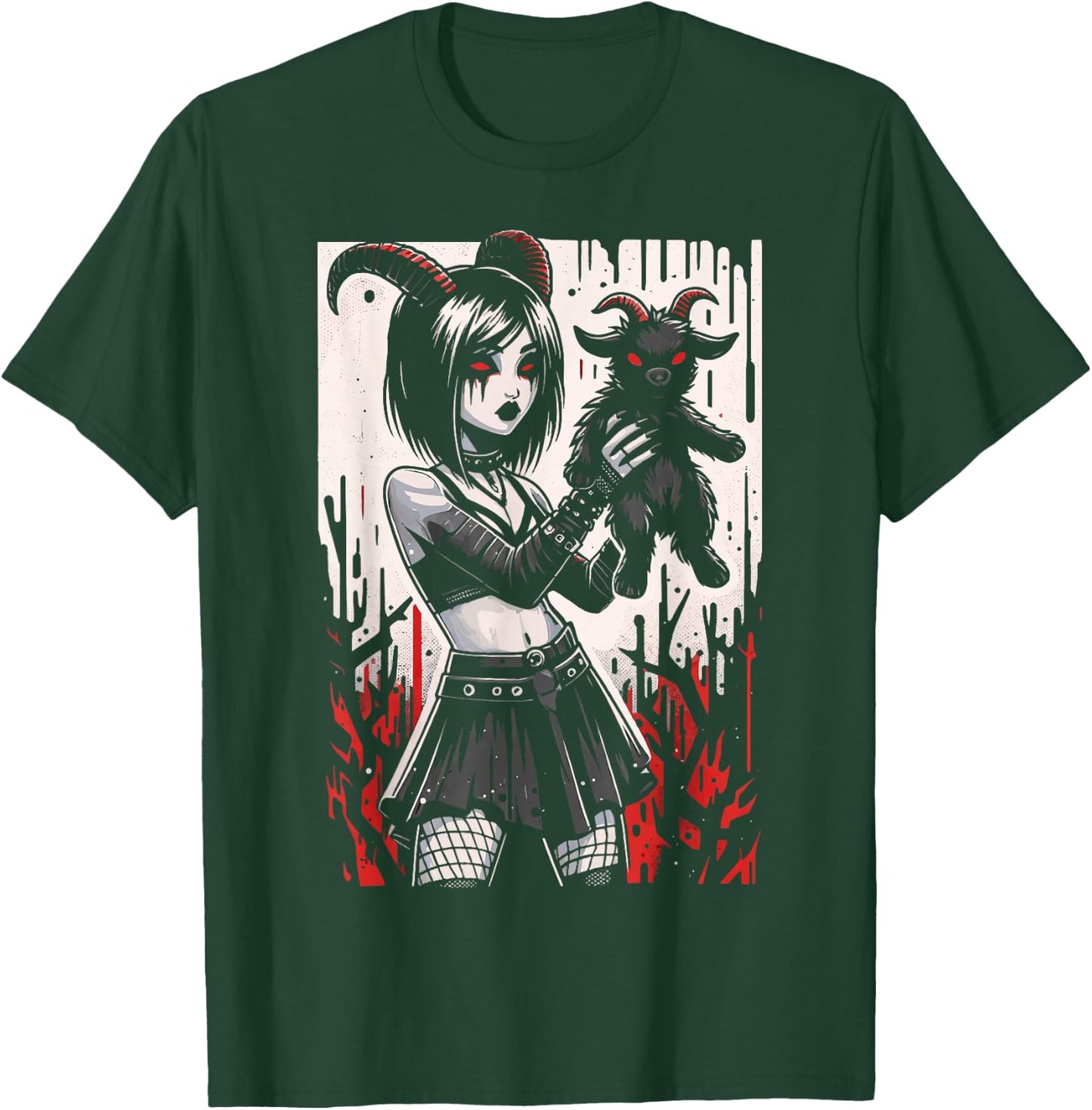 Black Goat Demon Alt Goth Girl Emo Red Occult Grunge Devil T-Shirt - T-Shirt | Forest