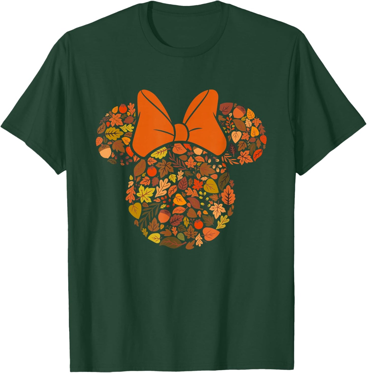 Disney Minnie Mouse Head and Ears Icon Fall Leaves T-Shirt - T-Shirt | Forest