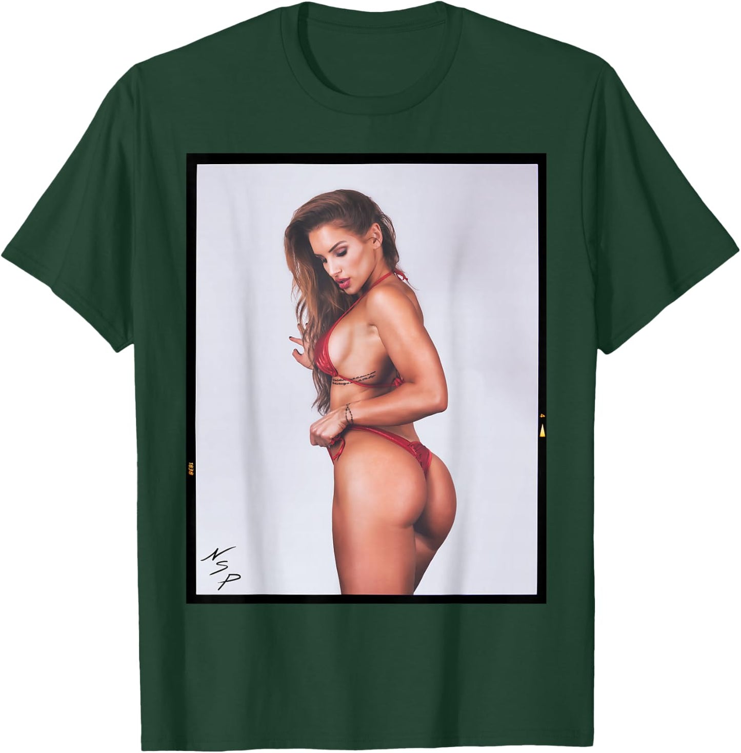 Men's Shirt with Girl On It - Sexy Bikini Model in Red T-Shirt - T-Shirt | Forest