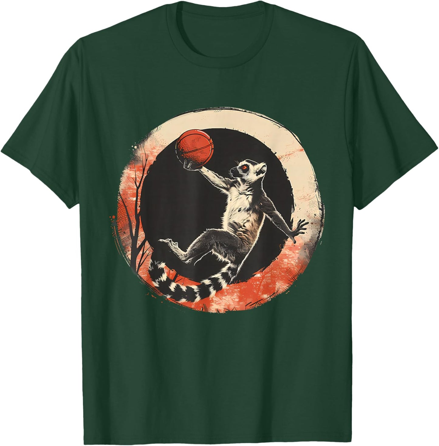 Basketball Lemur Drawing Basketball Player Animal Art T-Shirt - T-Shirt | Forest