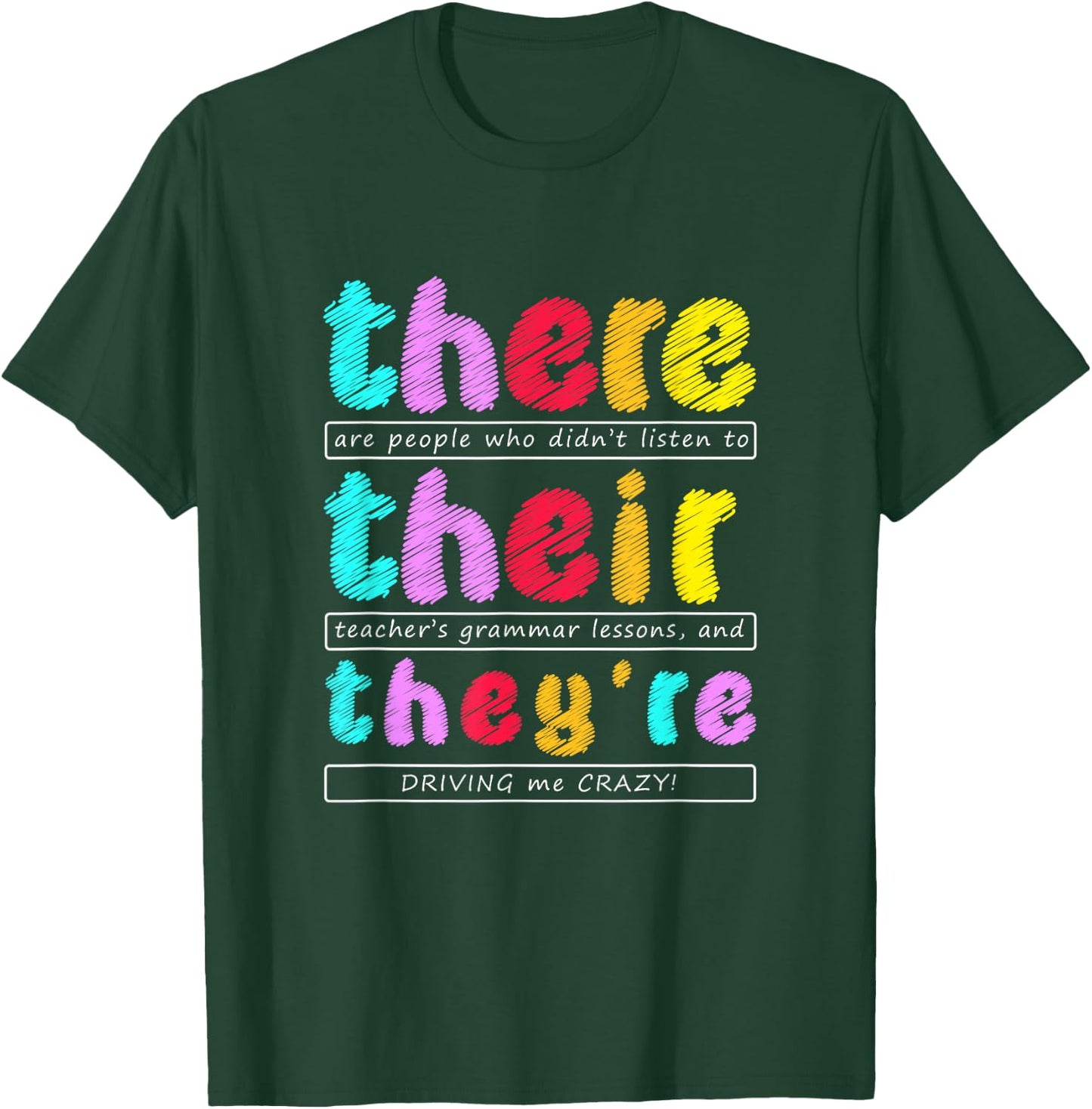There Their They're Funny Quotes , Small, Black T-Shirt - T-Shirt | Forest