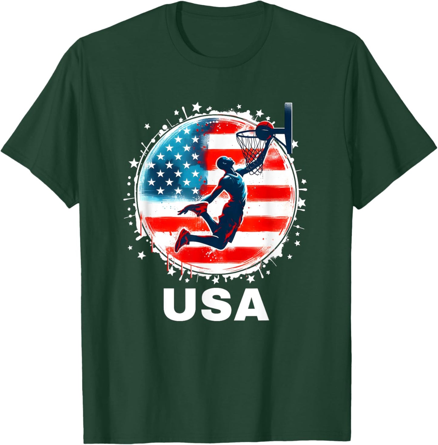 Basketball USA Team Men Women Kids Basketball Apparel USA T-Shirt - T-Shirt | Forest