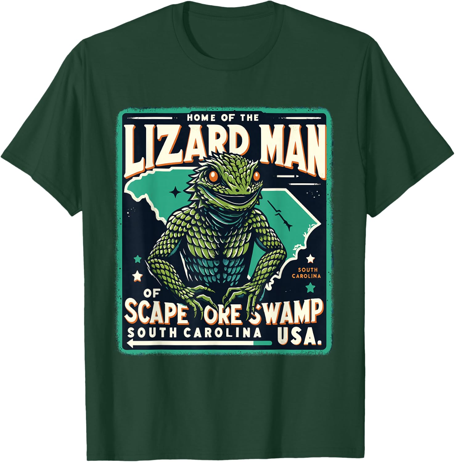 Home State Lizard Man Scape Ore Swamp South Carolina Cryptid T-Shirt - T-Shirt | Forest