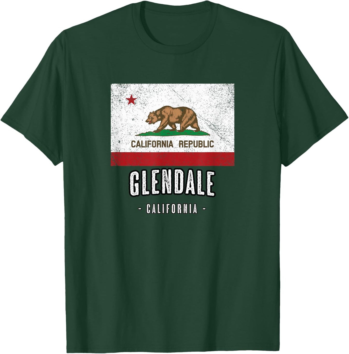 GLENDALE - California | Cali City Souvenir - CA Flag Top T-Shirt - T-Shirt | Forest