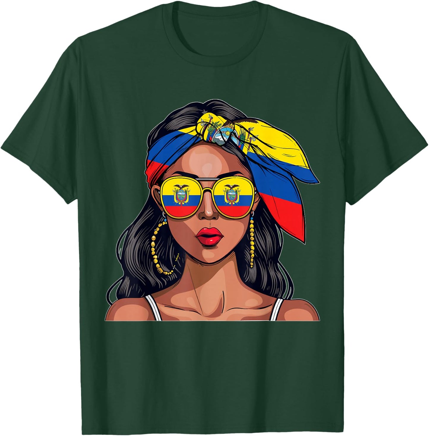 Ecuadorian Souvenirs Products Woman Flag Uniform Ecuador T-Shirt - T-Shirt | Forest