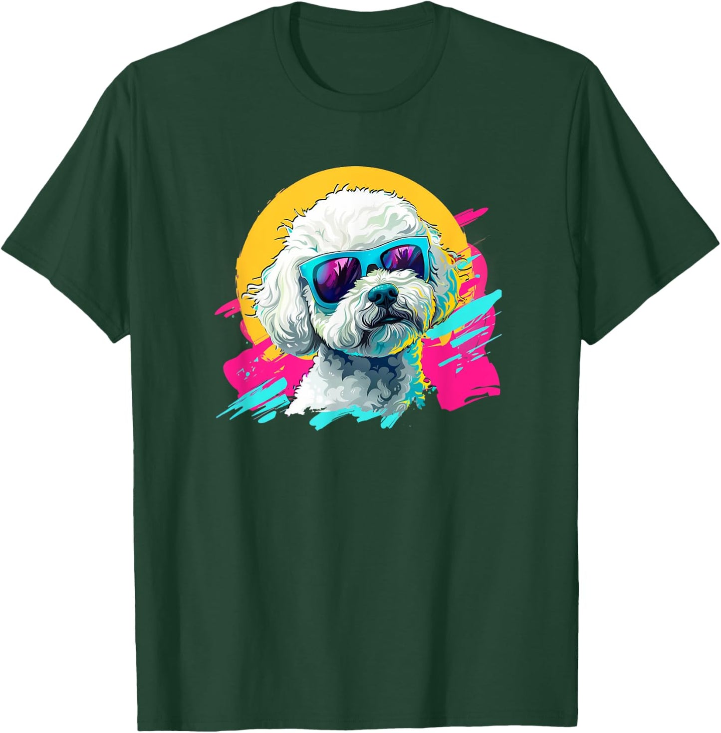 Kids 80s Bright Retro Vintage Bichon Frise Lover T-Shirt - T-Shirt | Forest